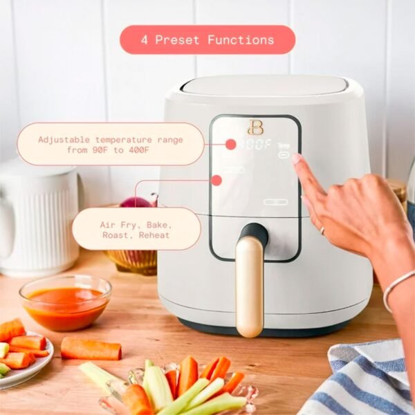 Beautiful 3 Qt Air Fryer with TurboCrisp Technology, White Icing by Drew Barrymore - Image 2