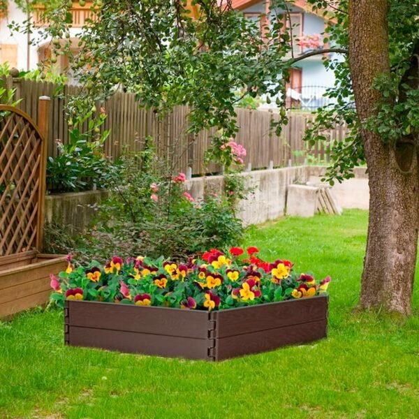 Costway Raised Garden Bed Set for Vegetable Flower Gardening Planter Brown - Image 2