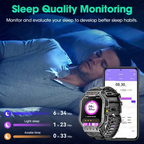 2024New For Xiaomi Military Smart Watch Men 2.01-inch HD Screen GPS IP68 Outdoor Sports Tracker 24H Health Monitoring Smartwatch - Image 5