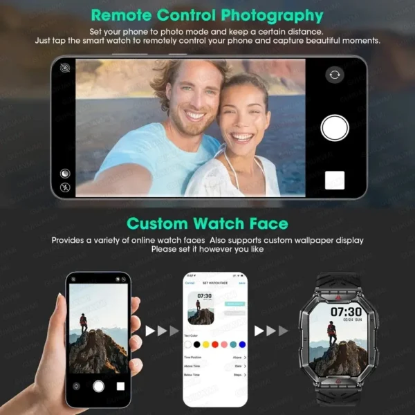 2024New For Xiaomi Military Smart Watch Men 2.01-inch HD Screen GPS IP68 Outdoor Sports Tracker 24H Health Monitoring Smartwatch - Image 4