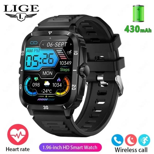 LIGE Sport Smart Watch For Men 1.96 Screen Blood Oxygen Bluetooth Call Watch 100+Sport Waterproof Smartwatch Man Reloj Hombre - Image 9
