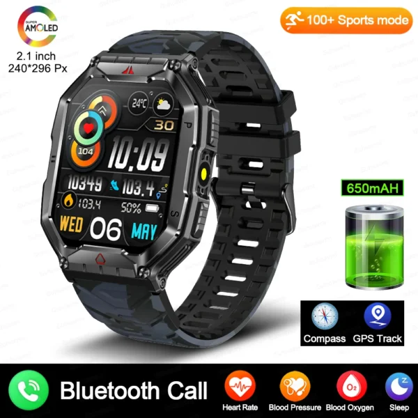 2024New For Xiaomi Military Smart Watch Men 2.01-inch HD Screen GPS IP68 Outdoor Sports Tracker 24H Health Monitoring Smartwatch - Image 15