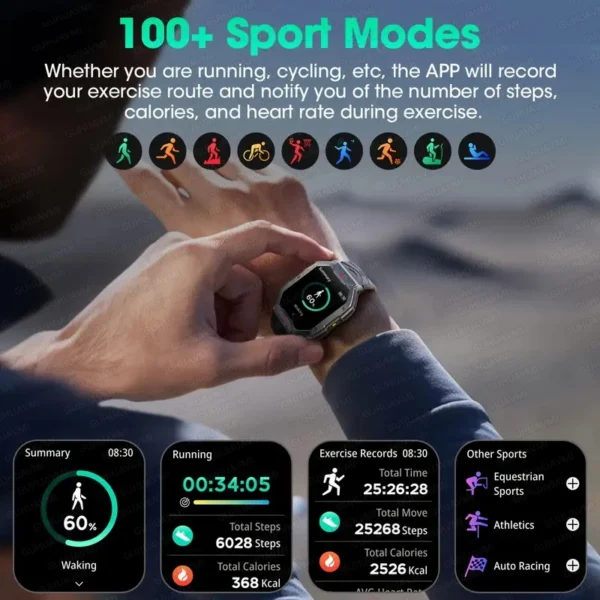 2024New For Xiaomi Military Smart Watch Men 2.01-inch HD Screen GPS IP68 Outdoor Sports Tracker 24H Health Monitoring Smartwatch - Image 3