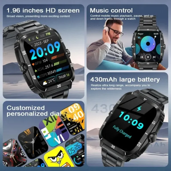 LIGE Sport Smart Watch For Men 1.96 Screen Blood Oxygen Bluetooth Call Watch 100+Sport Waterproof Smartwatch Man Reloj Hombre - Image 2