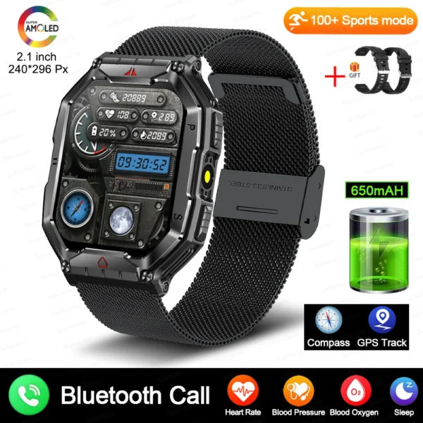 2024New For Xiaomi Military Smart Watch Men 2.01-inch HD Screen GPS IP68 Outdoor Sports Tracker 24H Health Monitoring Smartwatch - Image 8
