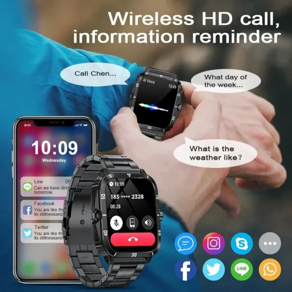 LIGE Sport Smart Watch For Men 1.96 Screen Blood Oxygen Bluetooth Call Watch 100+Sport Waterproof Smartwatch Man Reloj Hombre - Image 4