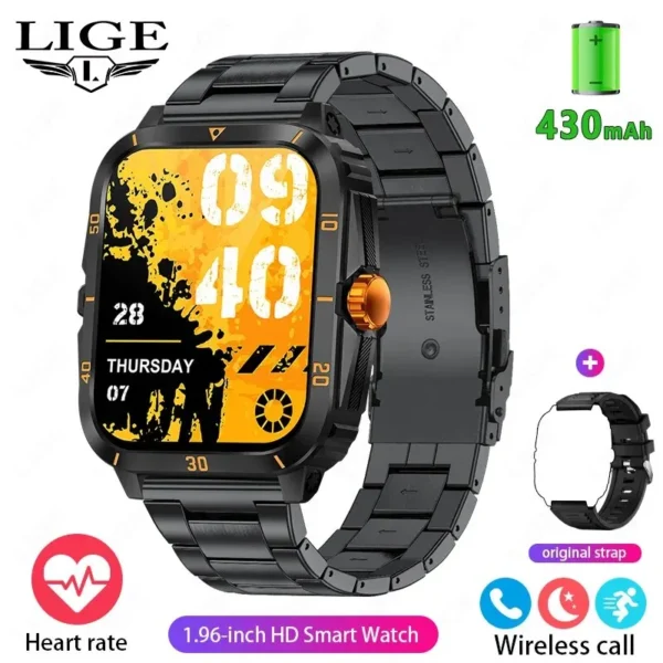 LIGE Sport Smart Watch For Men 1.96 Screen Blood Oxygen Bluetooth Call Watch 100+Sport Waterproof Smartwatch Man Reloj Hombre - Image 8