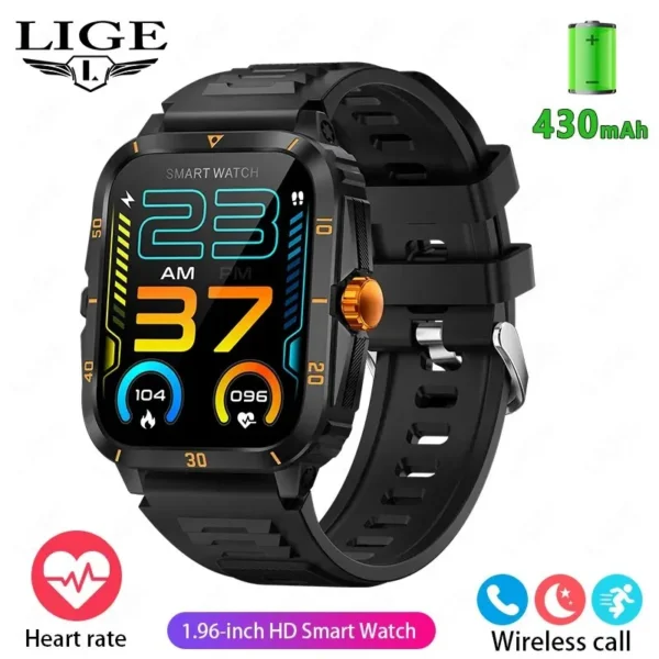 LIGE Sport Smart Watch For Men 1.96 Screen Blood Oxygen Bluetooth Call Watch 100+Sport Waterproof Smartwatch Man Reloj Hombre - Image 10