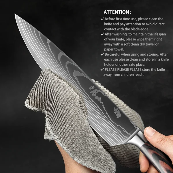 XITUO Chef knife 1-10Pcs Kitchen Knives Set Laser Damascus Pattern Ultra-Sharp Santoku Knife Cleaver Slicing Utility Fruit Knife - Image 40