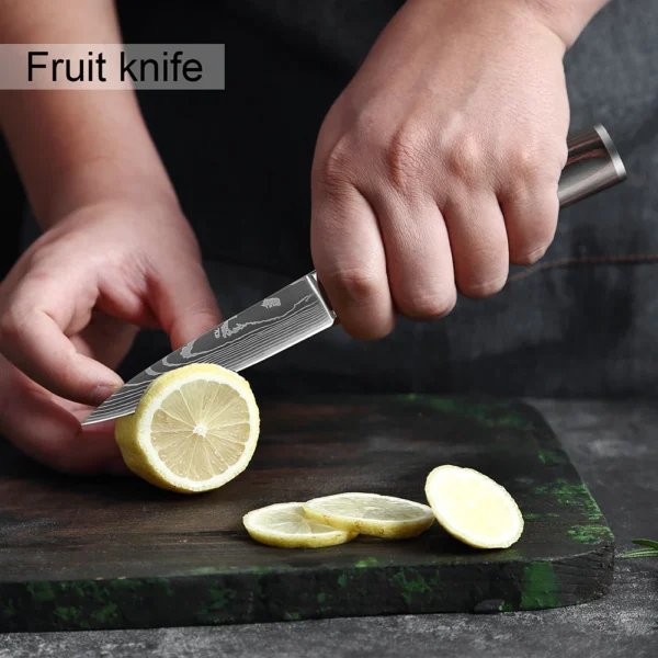 XITUO Chef knife 1-10Pcs Kitchen Knives Set Laser Damascus Pattern Ultra-Sharp Santoku Knife Cleaver Slicing Utility Fruit Knife - Image 44