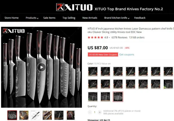 XITUO Chef knife 1-10Pcs Kitchen Knives Set Laser Damascus Pattern Ultra-Sharp Santoku Knife Cleaver Slicing Utility Fruit Knife - Image 49