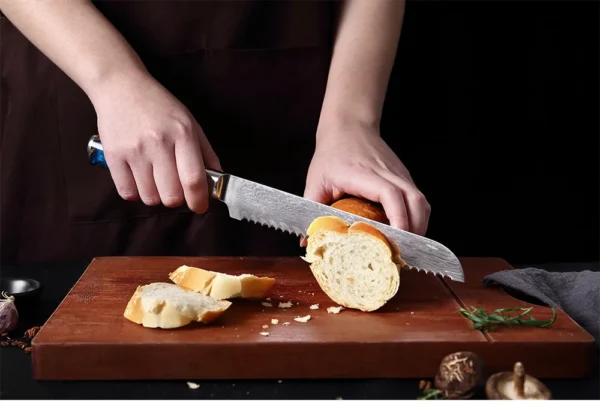 XITUO Kitchen Knives Set Damascus Steel VG10 Chef Knife Cleaver Paring Bread Knife Blue Resin Stabilised Wood Handle 1-7PCS set - Image 34