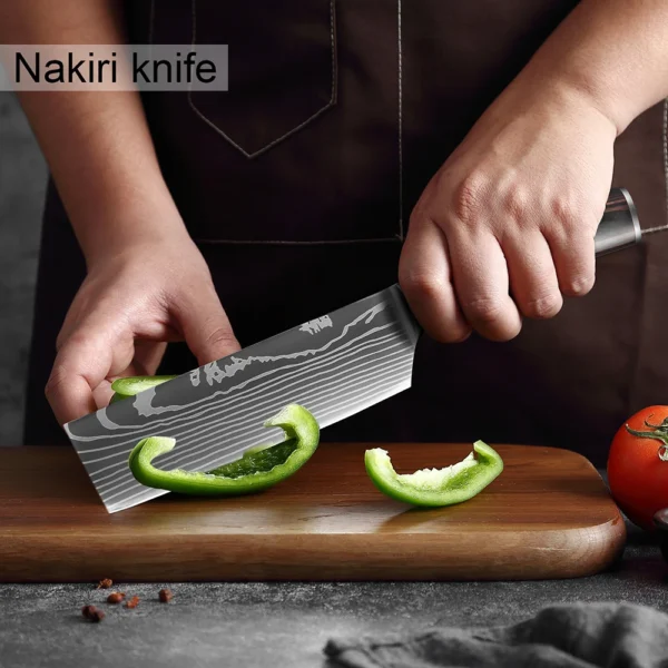 XITUO Chef knife 1-10Pcs Kitchen Knives Set Laser Damascus Pattern Ultra-Sharp Santoku Knife Cleaver Slicing Utility Fruit Knife - Image 43