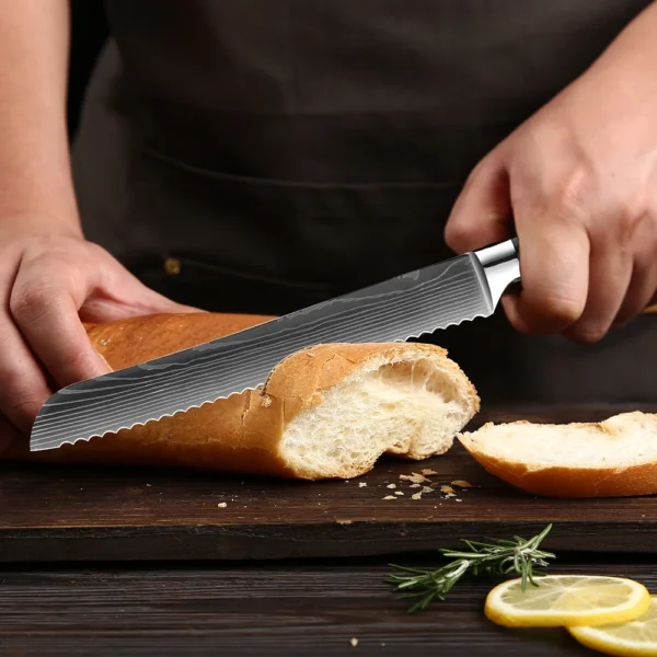 XITUO Chef knife 1-10Pcs Kitchen Knives Set Laser Damascus Pattern Ultra-Sharp Santoku Knife Cleaver Slicing Utility Fruit Knife - Image 46