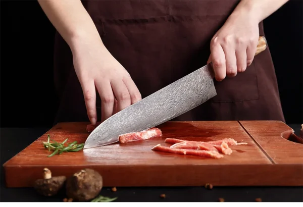 XITUO Kitchen Knives Set Damascus Steel VG10 Chef Knife Cleaver Paring Bread Knife Blue Resin Stabilised Wood Handle 1-7PCS set - Image 35