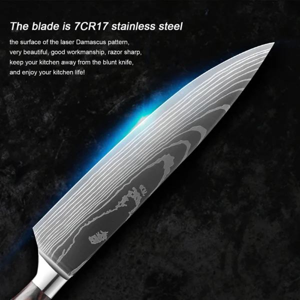XITUO Chef knife 1-10Pcs Kitchen Knives Set Laser Damascus Pattern Ultra-Sharp Santoku Knife Cleaver Slicing Utility Fruit Knife - Image 38