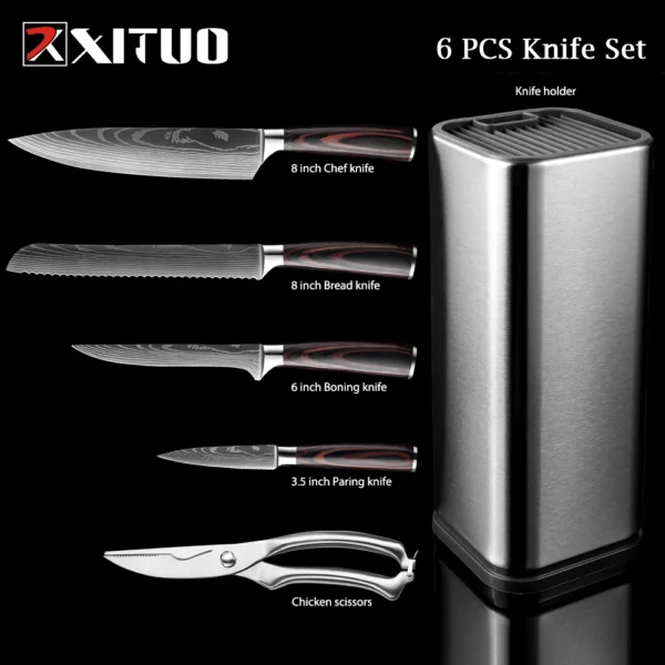 XITUO Chef knife 1-10Pcs Kitchen Knives Set Laser Damascus Pattern Ultra-Sharp Santoku Knife Cleaver Slicing Utility Fruit Knife - Image 34