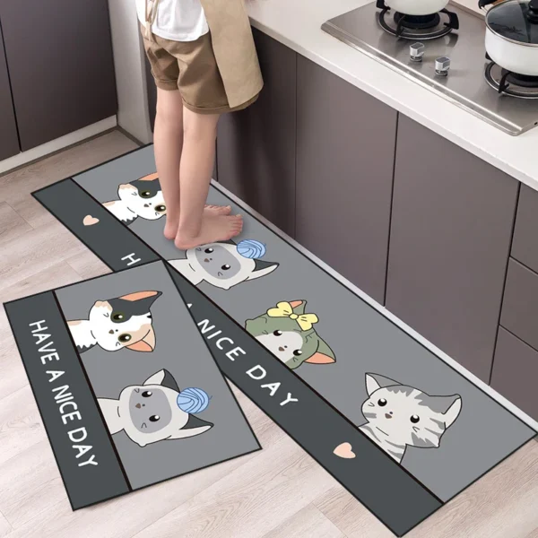 Kitchen Mat Cartoon Animals Long Strip Non-Slip Entrance Doormat Fashion Simple Bedroom Home Floor Absorbent Bath Carpet Rug - Image 3