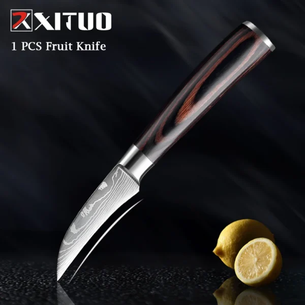 XITUO Chef knife 1-10Pcs Kitchen Knives Set Laser Damascus Pattern Ultra-Sharp Santoku Knife Cleaver Slicing Utility Fruit Knife - Image 25