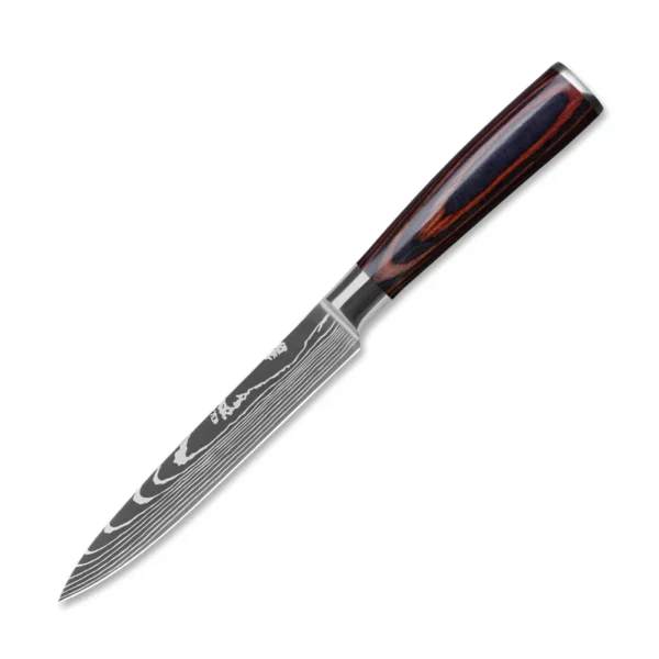 Kitchen Knives s/s 4Cr13 Knives Laser Damascus Pattern Japanese Santoku Cleaver Slicing Utility Chef Knife Set with Pakkawood HD - Image 9