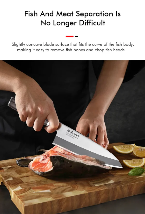 TURWHO Japanese Sashimi Knife Deba Salmon Sushi Filleting Kitchen - Image 14