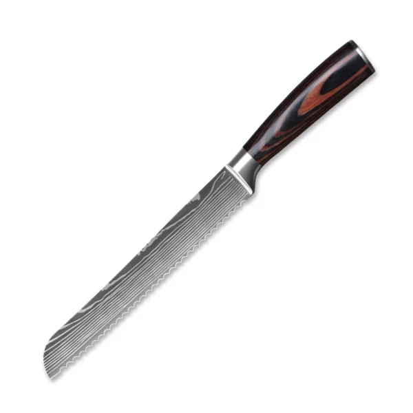 Kitchen Knives s/s 4Cr13 Knives Laser Damascus Pattern Japanese Santoku Cleaver Slicing Utility Chef Knife Set with Pakkawood HD - Image 16
