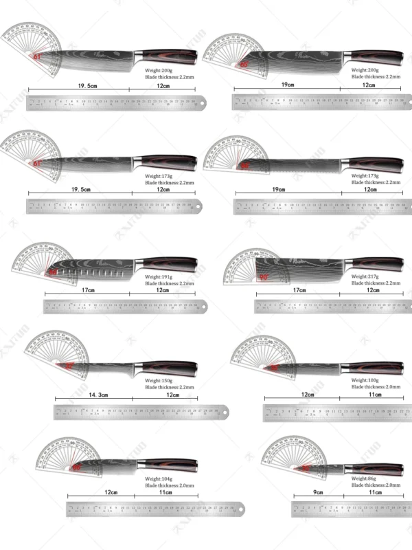 XITUO Chef knife 1-10Pcs Kitchen Knives Set Laser Damascus Pattern Ultra-Sharp Santoku Knife Cleaver Slicing Utility Fruit Knife - Image 2