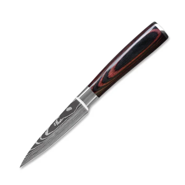 Kitchen Knives s/s 4Cr13 Knives Laser Damascus Pattern Japanese Santoku Cleaver Slicing Utility Chef Knife Set with Pakkawood HD - Image 14