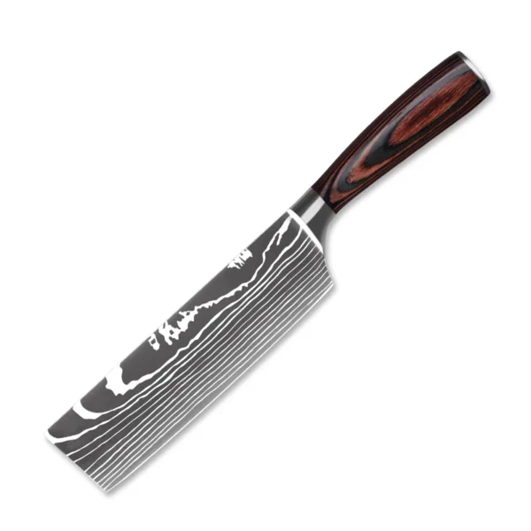 Kitchen Knives s/s 4Cr13 Knives Laser Damascus Pattern Japanese Santoku Cleaver Slicing Utility Chef Knife Set with Pakkawood HD - Image 12