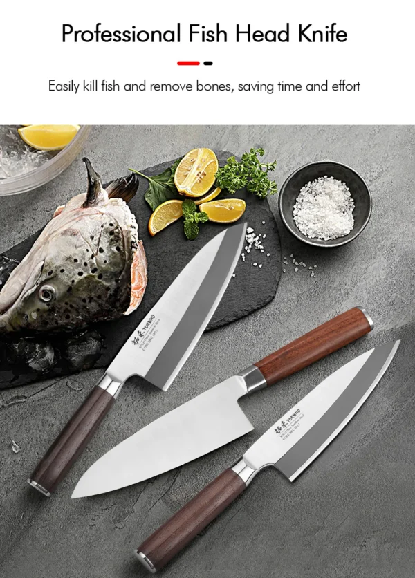 TURWHO Japanese Sashimi Knife Deba Salmon Sushi Filleting Kitchen - Image 13