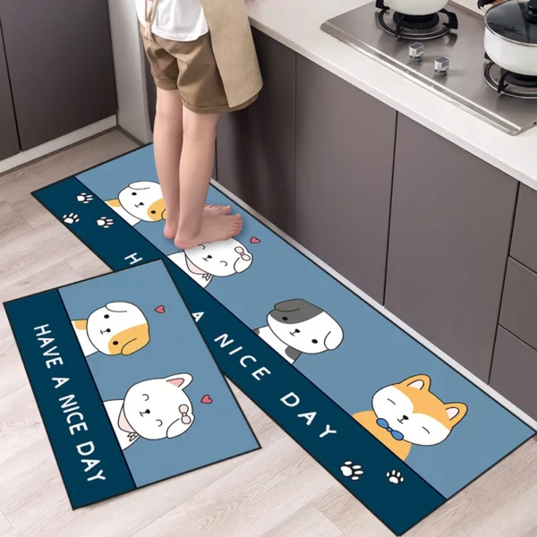 Kitchen Mat Cartoon Animals Long Strip Non-Slip Entrance Doormat Fashion Simple Bedroom Home Floor Absorbent Bath Carpet Rug - Image 2