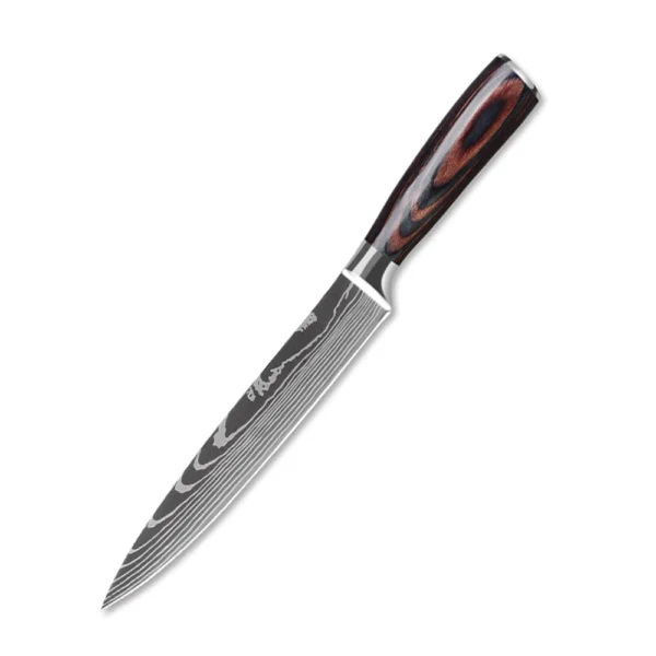 Kitchen Knives s/s 4Cr13 Knives Laser Damascus Pattern Japanese Santoku Cleaver Slicing Utility Chef Knife Set with Pakkawood HD - Image 10