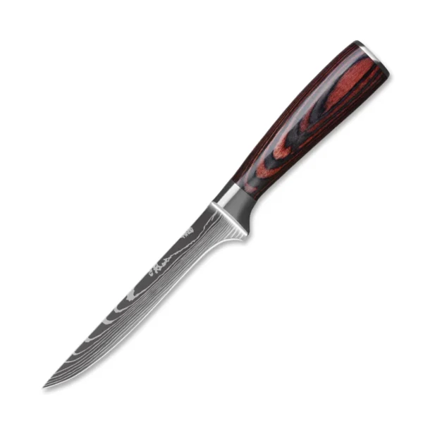 Kitchen Knives s/s 4Cr13 Knives Laser Damascus Pattern Japanese Santoku Cleaver Slicing Utility Chef Knife Set with Pakkawood HD - Image 8