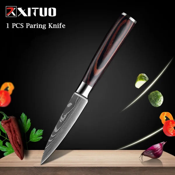 XITUO Chef knife 1-10Pcs Kitchen Knives Set Laser Damascus Pattern Ultra-Sharp Santoku Knife Cleaver Slicing Utility Fruit Knife - Image 19