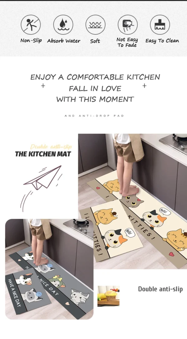 Kitchen Mat Cartoon Animals Long Strip Non-Slip Entrance Doormat Fashion Simple Bedroom Home Floor Absorbent Bath Carpet Rug - Image 12
