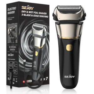 Sejoy FK608 Washable Wet & Dry Electric Razor or Men With Precision Trimmer Rechargeable Shaver 3-Blade Shaving Machine
