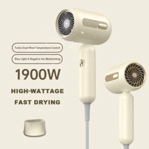 1900W Negative Ion Hair Dryer Low Noise Strong Wind Fast-Drying with Nozzle for Home and Travel Hair Dryer Portable