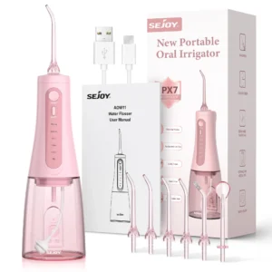 Sejoy Dental Water Flossers Oral Irrigator Rechargeable Portable 5 Modes Water Tank for Teeth 350ML Waterproof Teeth Cleaner