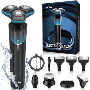 SEJOY 5-in-1 Electric Shaver Razor Rotary Beard USB Rechargeable Beard Trimmer Nose Hair Trimmer Cordless
