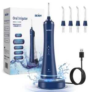 SEJOY Oral Irrigator TB5011C Portable Dental Water Flosser with Wireless Charging Base Water Jet Floss Tooth Pick 5 Jet Tip