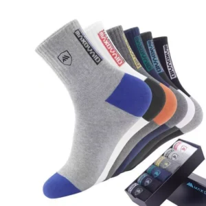 5 Pairs Men's Mid-Calf Socks Cotton Breathable Warm Sports Socks Autumn Winter Sweat-Absorbing Long Casual Trendy Style