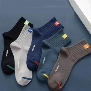 5 Pairs Men's Mid-Calf Warm Socks – Sweat-Absorbing, Breathable, Trendy & Versatile Fall/Winter Sports Socks